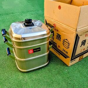 Maruhachi 24x24cm Gas/Induction Stainless Steel Steamer Square 3-Stage Japan NIB